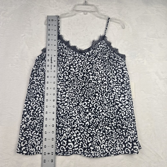 NWT Naked Zebra Women's Black White Leopard Print Camisole Small Lace Trim Neck - Picture 7 of 8